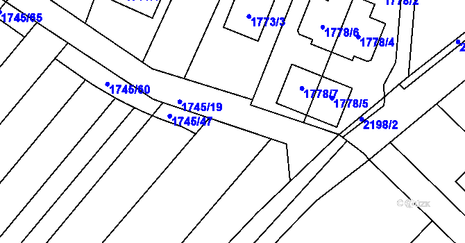 Parcela st. 1745/18 v KÚ Bosonohy, Katastrální mapa