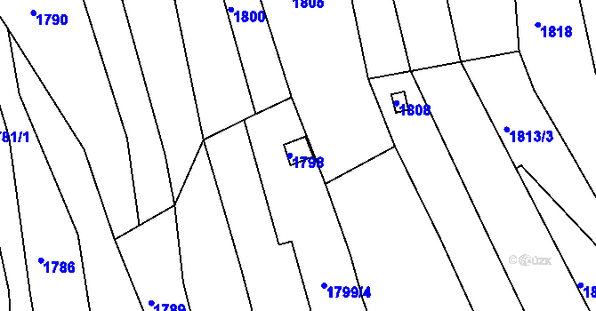 Parcela st. 1798 v KÚ Bosonohy, Katastrální mapa