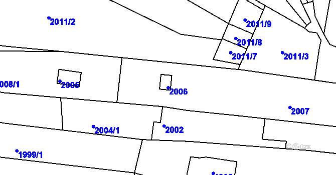 Parcela st. 2006 v KÚ Bosonohy, Katastrální mapa