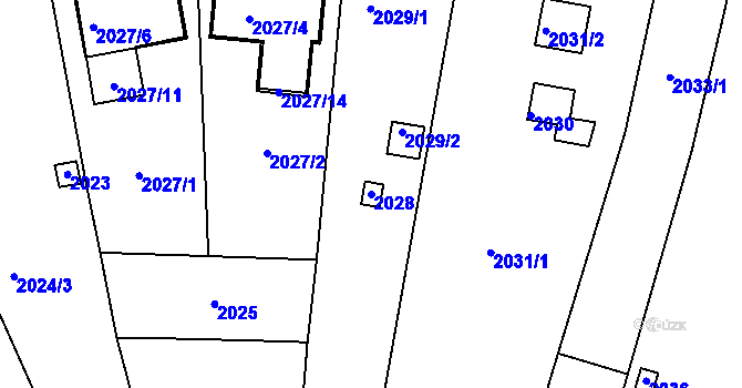Parcela st. 2028 v KÚ Bosonohy, Katastrální mapa