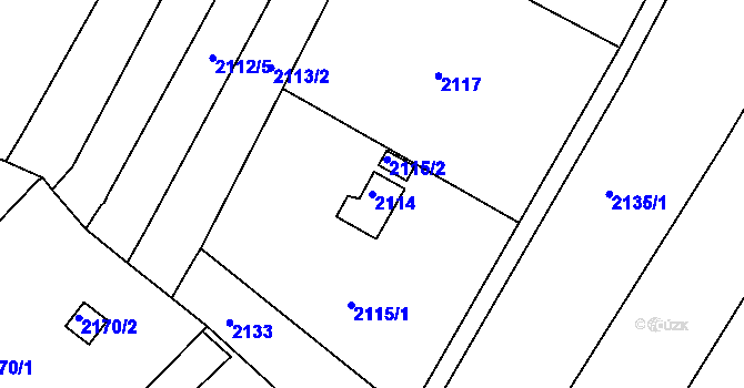 Parcela st. 2114 v KÚ Bosonohy, Katastrální mapa