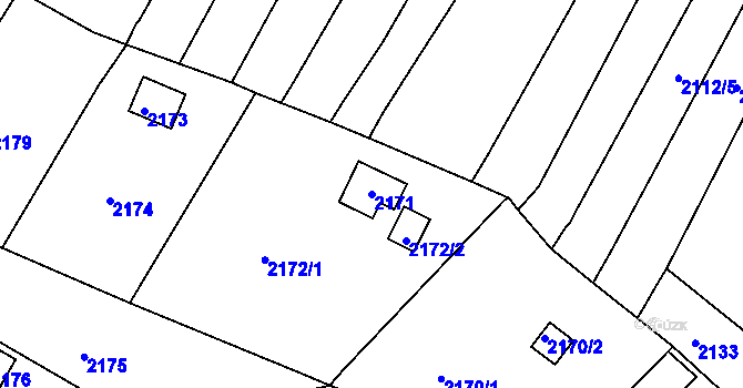 Parcela st. 2171 v KÚ Bosonohy, Katastrální mapa