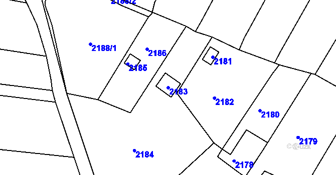 Parcela st. 2183 v KÚ Bosonohy, Katastrální mapa