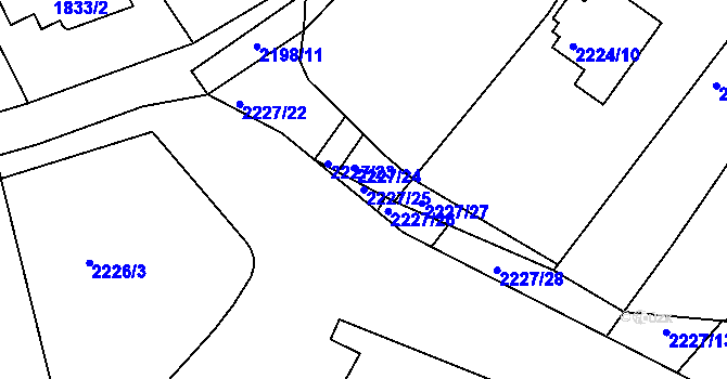Parcela st. 2227/25 v KÚ Bosonohy, Katastrální mapa