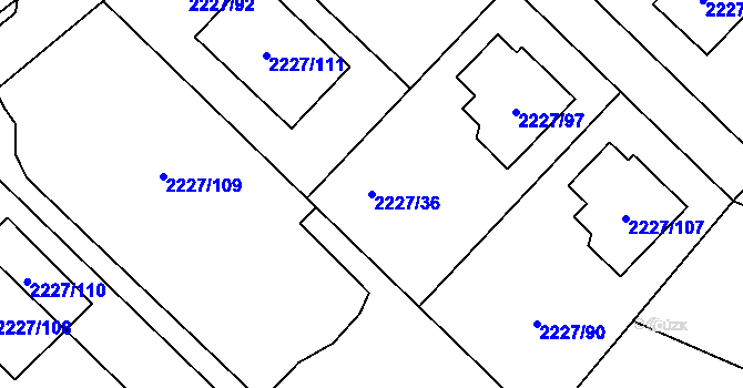 Parcela st. 2227/36 v KÚ Bosonohy, Katastrální mapa
