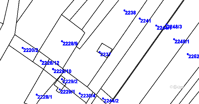 Parcela st. 2237 v KÚ Bosonohy, Katastrální mapa