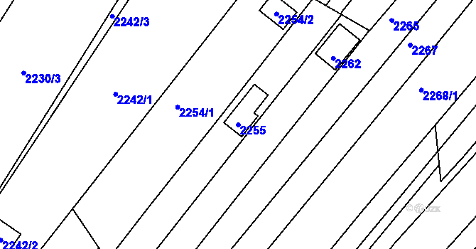 Parcela st. 2255 v KÚ Bosonohy, Katastrální mapa