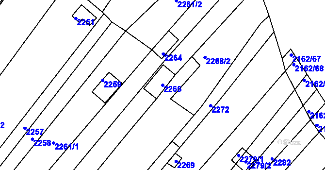 Parcela st. 2266 v KÚ Bosonohy, Katastrální mapa