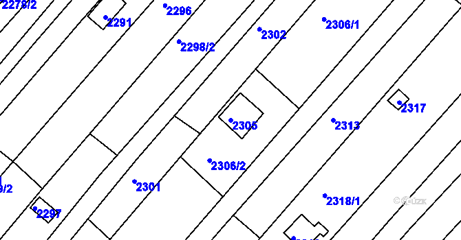 Parcela st. 2305 v KÚ Bosonohy, Katastrální mapa