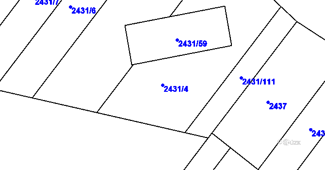Parcela st. 2431/4 v KÚ Bosonohy, Katastrální mapa