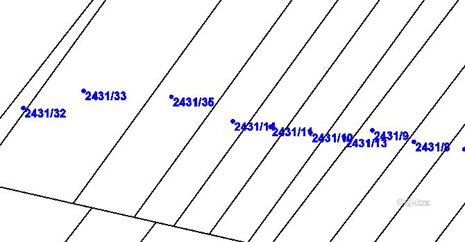 Parcela st. 2431/14 v KÚ Bosonohy, Katastrální mapa