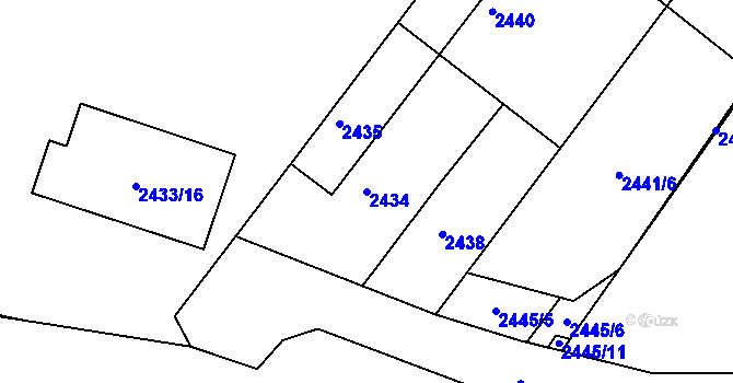 Parcela st. 2434 v KÚ Bosonohy, Katastrální mapa