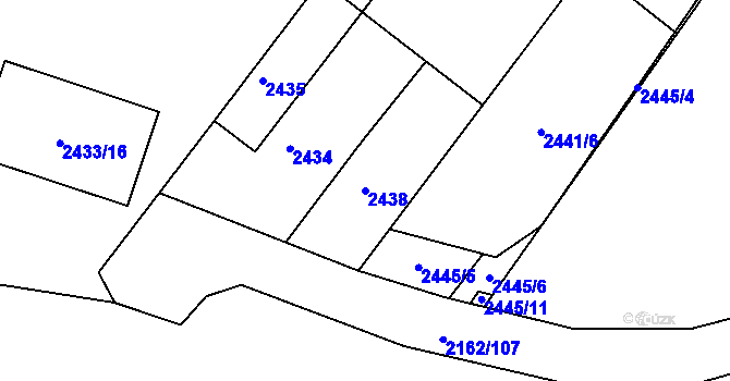 Parcela st. 2438 v KÚ Bosonohy, Katastrální mapa
