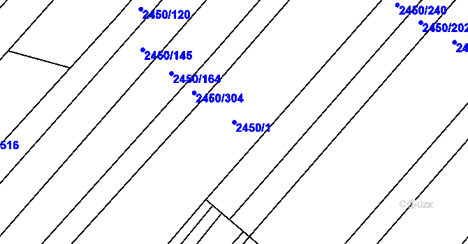 Parcela st. 2450/1 v KÚ Bosonohy, Katastrální mapa