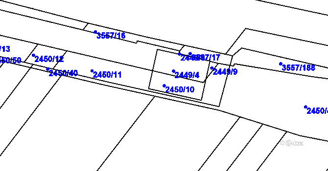 Parcela st. 2450/10 v KÚ Bosonohy, Katastrální mapa