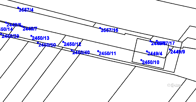 Parcela st. 2450/11 v KÚ Bosonohy, Katastrální mapa