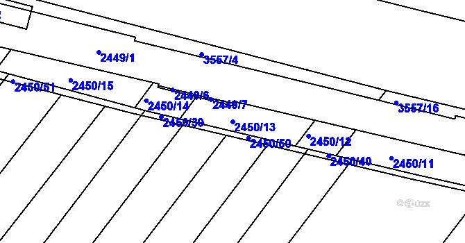 Parcela st. 2450/13 v KÚ Bosonohy, Katastrální mapa
