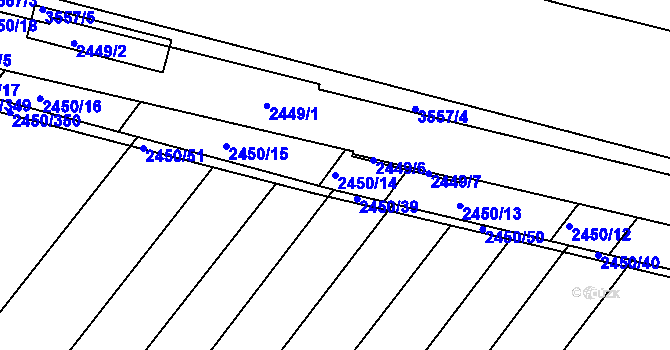 Parcela st. 2450/14 v KÚ Bosonohy, Katastrální mapa