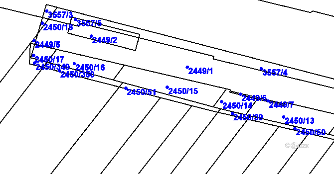 Parcela st. 2450/15 v KÚ Bosonohy, Katastrální mapa
