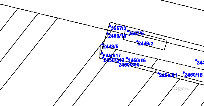 Parcela st. 2450/17 v KÚ Bosonohy, Katastrální mapa