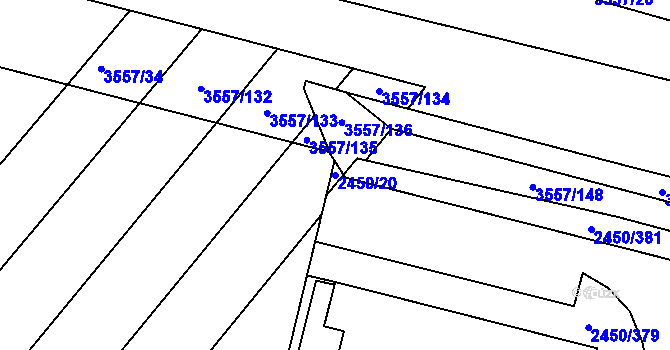 Parcela st. 2450/20 v KÚ Bosonohy, Katastrální mapa