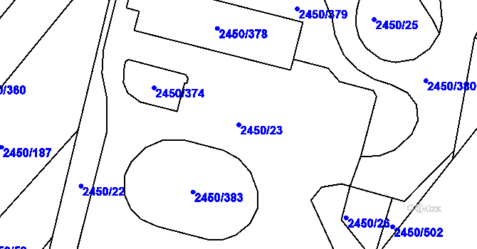 Parcela st. 2450/23 v KÚ Bosonohy, Katastrální mapa