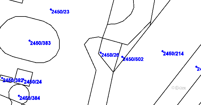 Parcela st. 2450/26 v KÚ Bosonohy, Katastrální mapa