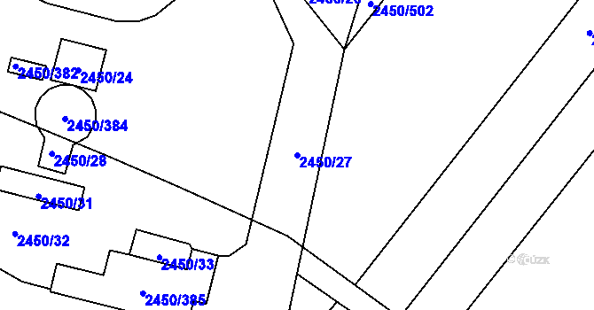 Parcela st. 2450/27 v KÚ Bosonohy, Katastrální mapa