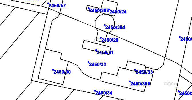 Parcela st. 2450/31 v KÚ Bosonohy, Katastrální mapa