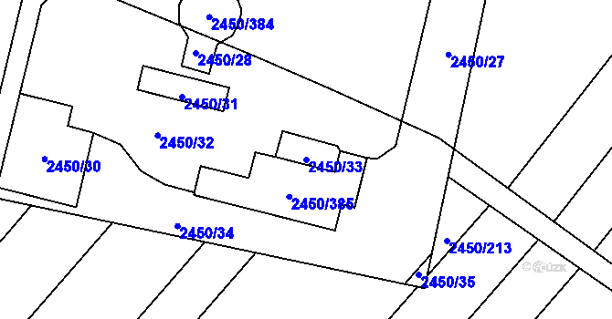 Parcela st. 2450/33 v KÚ Bosonohy, Katastrální mapa