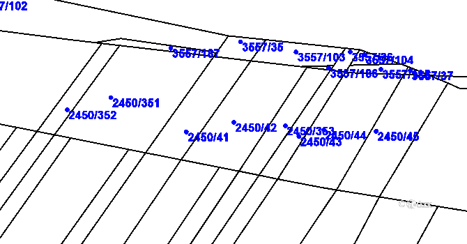 Parcela st. 2450/42 v KÚ Bosonohy, Katastrální mapa