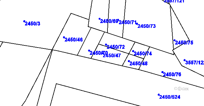 Parcela st. 2450/47 v KÚ Bosonohy, Katastrální mapa