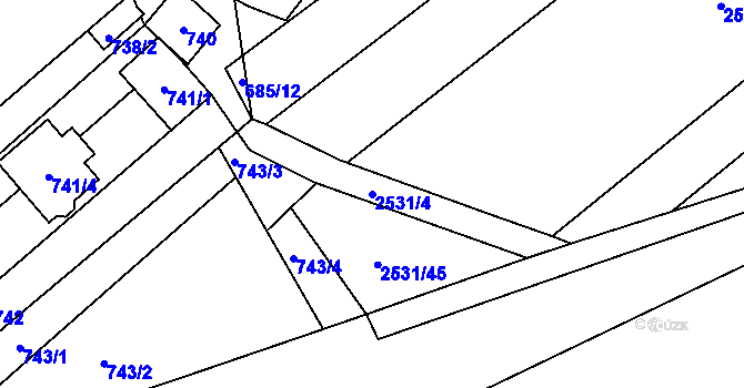 Parcela st. 2531/4 v KÚ Bosonohy, Katastrální mapa