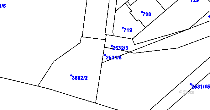 Parcela st. 2531/8 v KÚ Bosonohy, Katastrální mapa