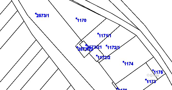 Parcela st. 2573/21 v KÚ Bosonohy, Katastrální mapa