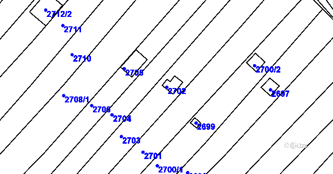 Parcela st. 2702 v KÚ Bosonohy, Katastrální mapa
