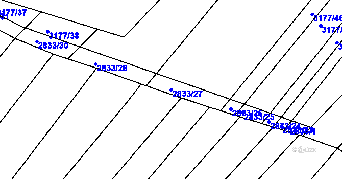 Parcela st. 2833/27 v KÚ Bosonohy, Katastrální mapa