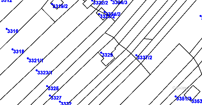 Parcela st. 3329 v KÚ Bosonohy, Katastrální mapa