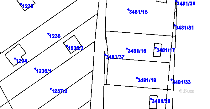 Parcela st. 3481/37 v KÚ Bosonohy, Katastrální mapa