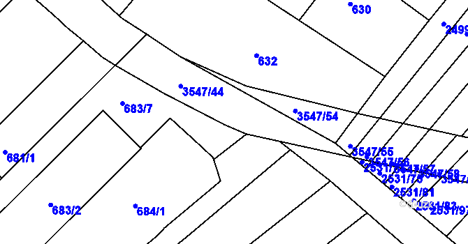 Parcela st. 3547/27 v KÚ Bosonohy, Katastrální mapa