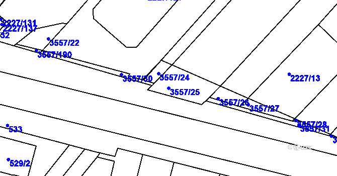 Parcela st. 3557/25 v KÚ Bosonohy, Katastrální mapa