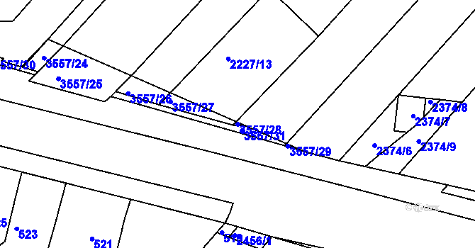 Parcela st. 3557/28 v KÚ Bosonohy, Katastrální mapa