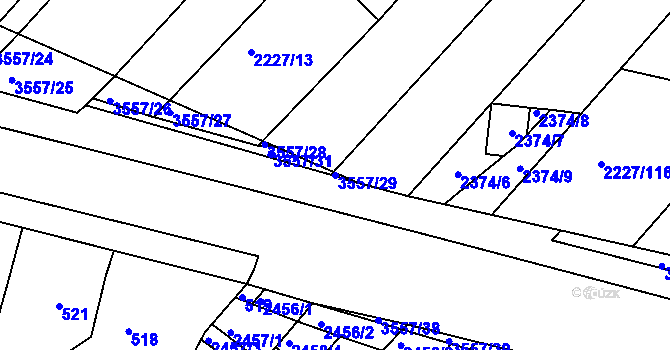 Parcela st. 3557/29 v KÚ Bosonohy, Katastrální mapa