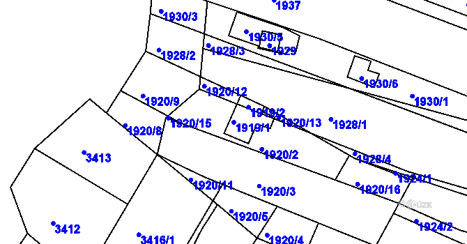 Parcela st. 1919/1 v KÚ Bosonohy, Katastrální mapa