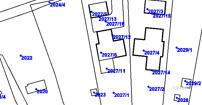 Parcela st. 2027/6 v KÚ Bosonohy, Katastrální mapa