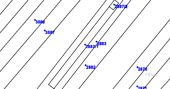 Parcela st. 2887/1 v KÚ Bosonohy, Katastrální mapa