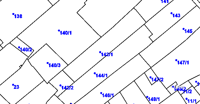 Parcela st. 142/1 v KÚ Bosonohy, Katastrální mapa