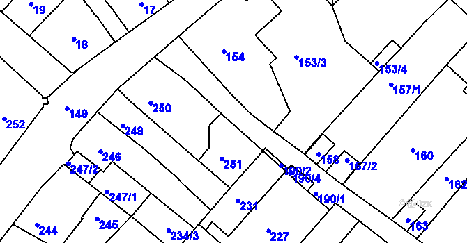 Parcela st. 190/3 v KÚ Bosonohy, Katastrální mapa