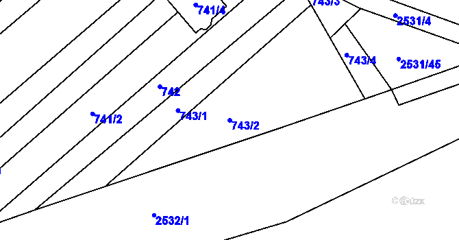 Parcela st. 743/2 v KÚ Bosonohy, Katastrální mapa