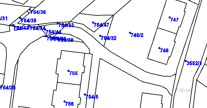 Parcela st. 754/42 v KÚ Bosonohy, Katastrální mapa